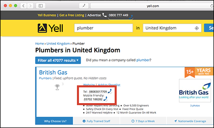 Web page dialing