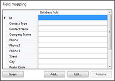 Microsoft Access integration field mapping configuration screen
