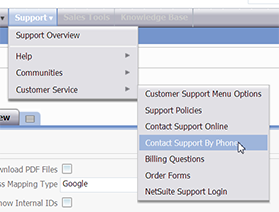 Netsuite Contact Support By Phone option