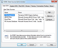 ODBC Data Source Administrator window