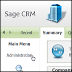 Sage CRM preferences window